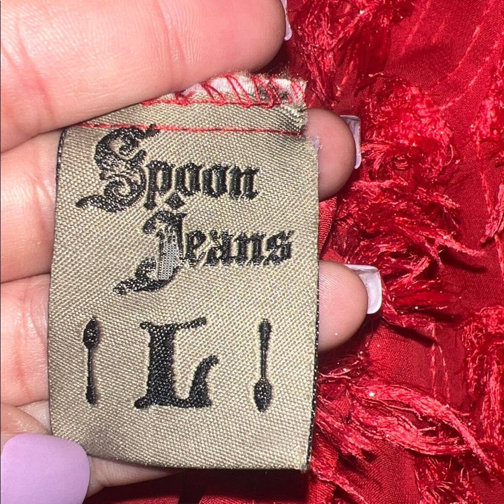 Red Sheer Textured Cardigan 2YK spoon jeans M-L - Picture 3 of 7